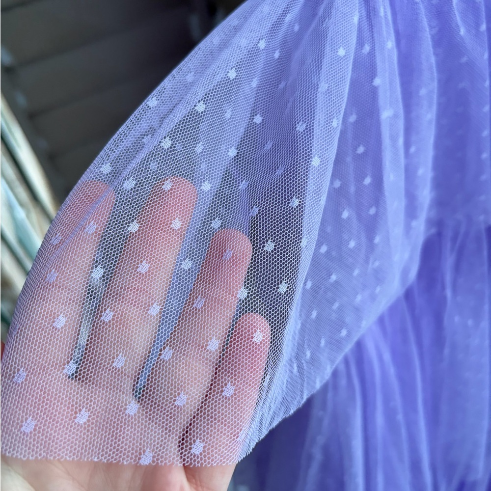 🆕 NEXT/UP Lavender Swiss Dot Tiered Tulle Maxi Dress Size 11/12 Prom Formal Gown - Picture 13 of 16